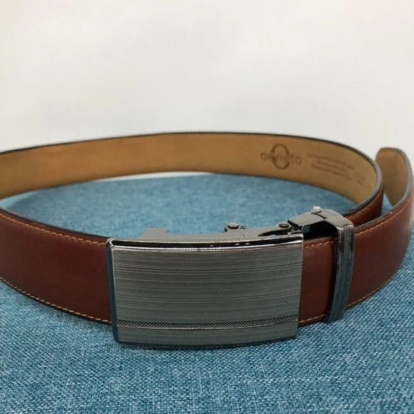 Orvieto Brown Genuine Bonded Leather Belt w/ Silver Tone Belt Buckle size 32 - Picture 6 of 14